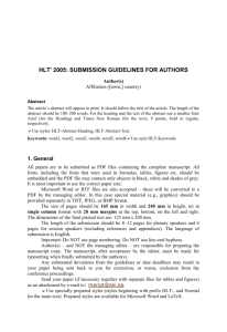 Corpus Linguistics 2003: Style Sheet