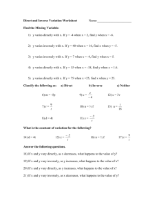 2: Direct and Inverse Variation Worksheet