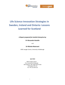 Life Science Innovation Strategies in Sweden, Ireland and Ontario