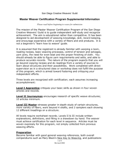Master Weaver Program Supplemental Information