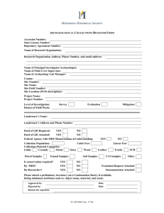 PROPOSED ARCHAEOLOGY REGISTER FORM 6//2005