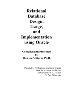 Relational Database Front Matter - QMCS 450