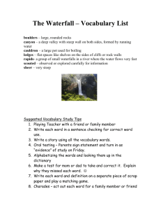 The Waterfall – Vocabulary List