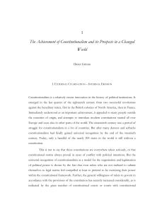 The Achievement of Constitutionalism and its Prospects in a