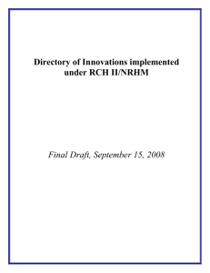 Scalability Assessment of Innovations in RCH II/NRHM