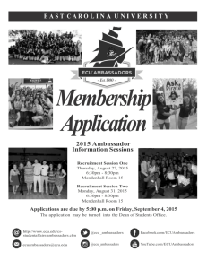 Membership Application 2015 Ambassador Information Sessions