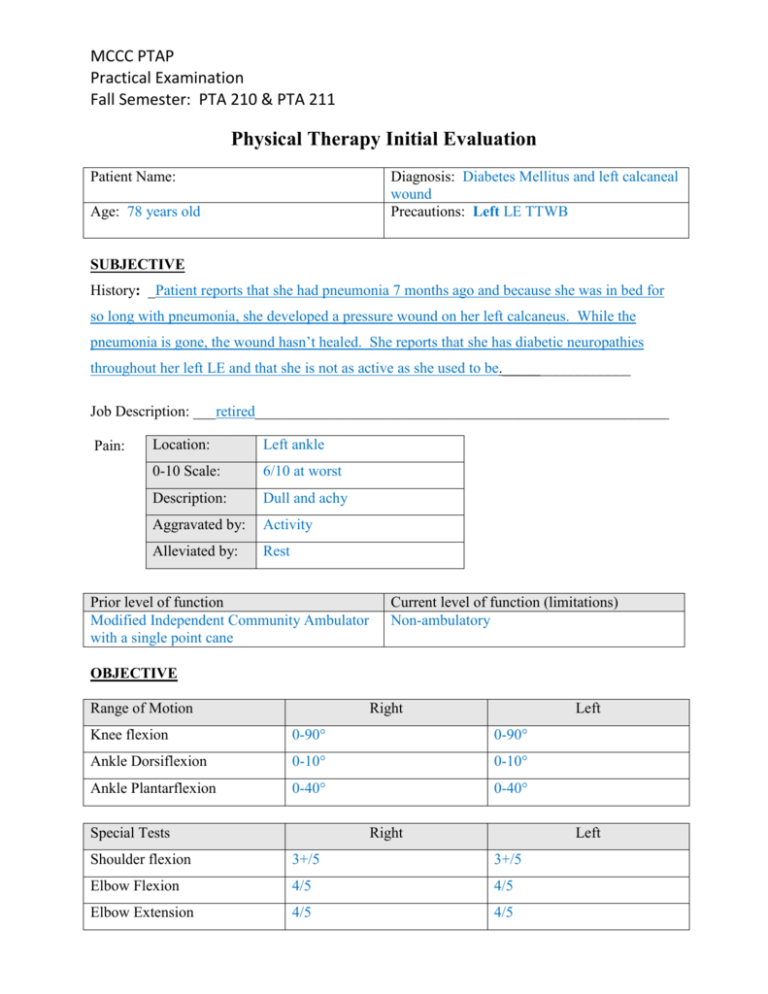 case study for chapter 4 physical therapy initial evaluation