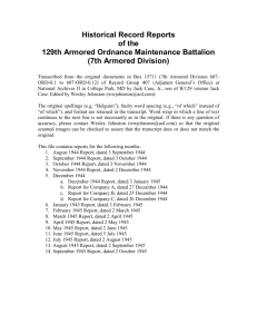129th Armored Ordnance Maintenance Battalion Historic Reports