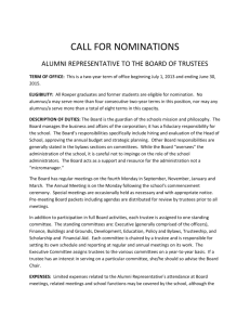 CALL FOR NOMINATIONS ALUMNI REPRESENTATIVE TO THE