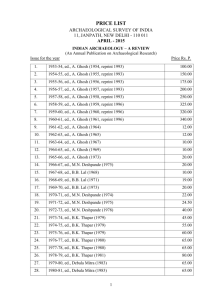 PUBLICATIONS PRICE LIST - Archaeological Survey of India