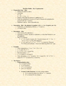 The RSA Public – Key Cryptosystem