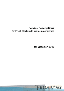 Overview Service Descriptions for Fresh Start youth justice