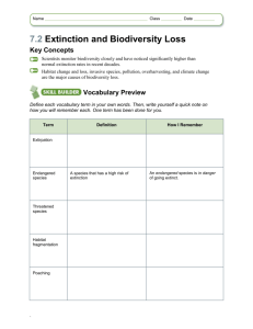7-2 Extinction and Biodiversity Loss Worksheet