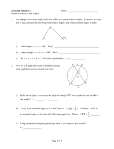 Homework on Arcs and Angles