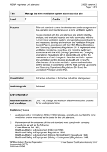 23550 Manage the mine ventilation system at an extractive site