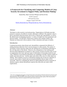 Framework for Classifying and Comparing Models of Investment in