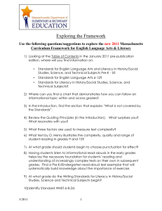 2011 ELA and Literacy Curriculum Framework worksheet