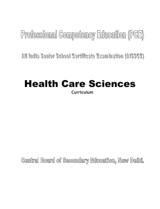 Health Care Science Curriculum for class XI and XII