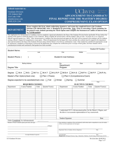 Advancement to candidacy/Final report for the