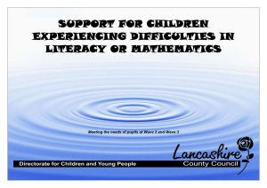 Support for children experiencing difficulties in literacy or mathematics