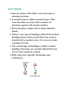 ELECTRONS Ions are atoms with either extra electrons or missing