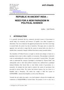 "Republic in Ancient India - Need for a New