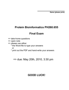 Protein Bioinformatics PH260