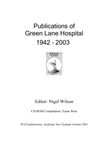 PUBLICATIONS of GREEN LANE HOSPITAL