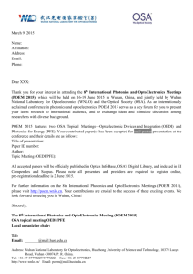 Invitation Letter Download! - POEM 2015 International Photonics