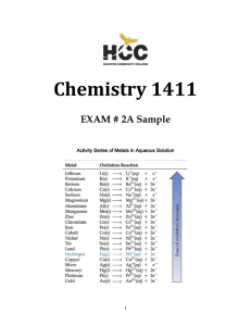 CHEM 1411 Exam #2