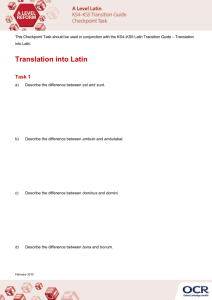A Level Latin KS4-KS5 Checkpoint Task - Translation into Latin
