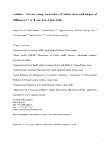 Antibiotic resistance among Escherichia coli isolates from stool