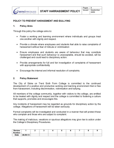 Harassment Policy - City of Stoke on Trent Sixth Form College