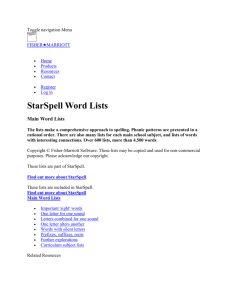 StarSpell Word Lists - Main Word Lists - Fisher