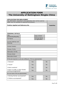 (UNNC) application form - The University of Nottingham Ningbo China
