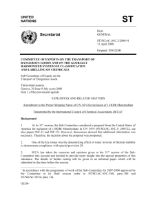 Amendment to UN 3474 for inclusion of 1-HOBt Monohydrate