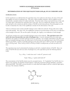 AP Lab - Titration of a Weak Acid