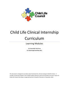 Child Life Clinical Internship Curriculum