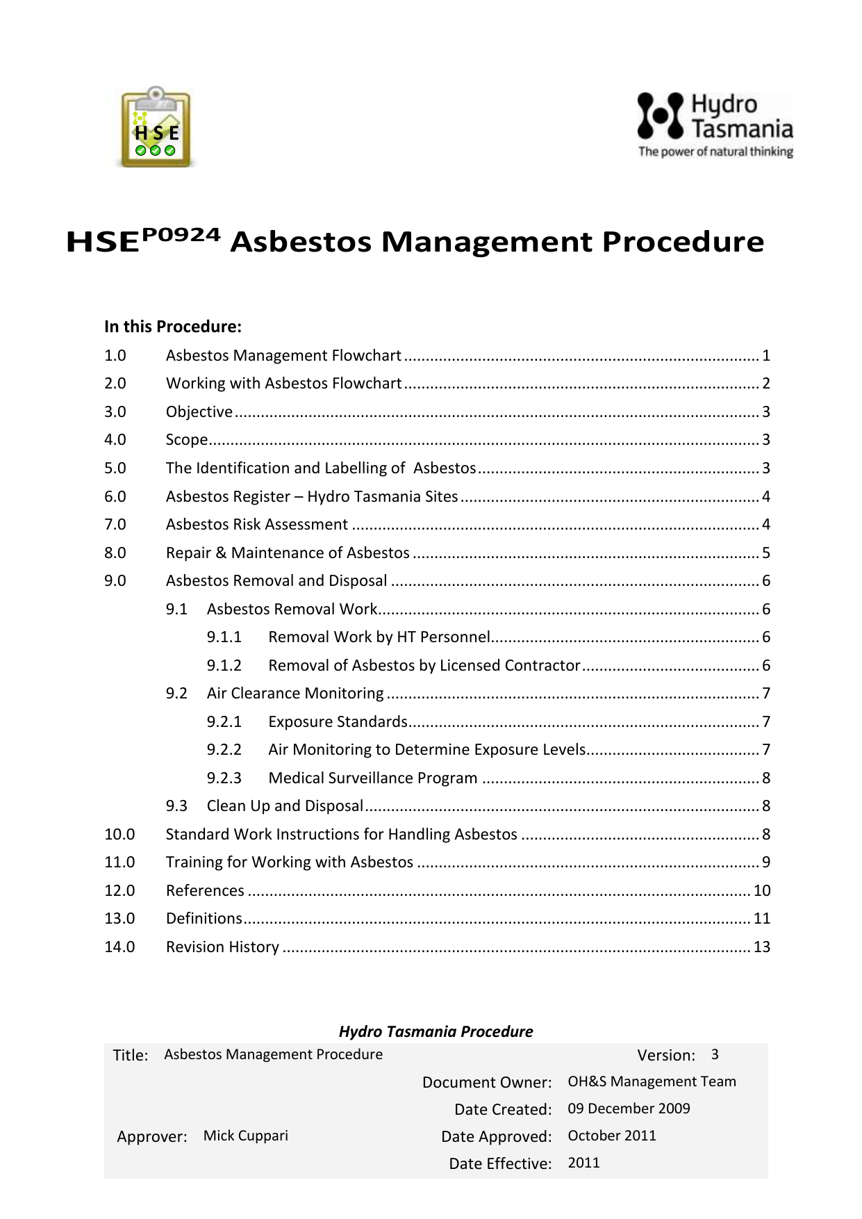 Asbestos Management Plan Flow Chart