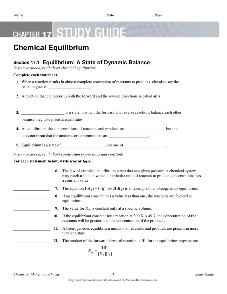 Chemistry Matter And Change Chapter 12 Study Guide Answer Key Study