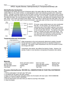 Aquatic Biomes: Salinity/Density & Temperature