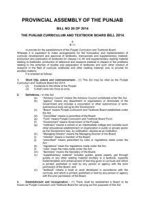 The Punjab Curriculum and Textbook Board Bill 2014