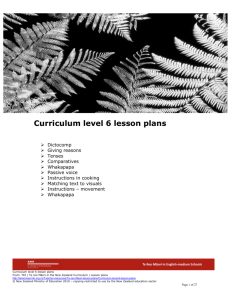 Curriculum level 2 lesson plan - Te reo Māori