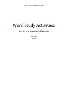 Word Study Activities - Lower Dauphin School District