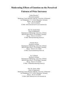 Moderating Effects of Emotion on the Perceived Fairness of Price