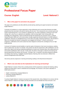 Professional Focus Paper: English - National 3