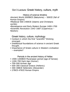 Oct 3 Lecture: Greek history, culture, myth