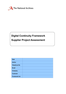 Digital Continuity Framework Supplier Project Assessment