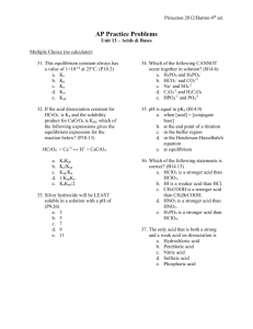 Princeton 2012/Barron 4th ed. AP Practice Problems Unit 13 – Acids