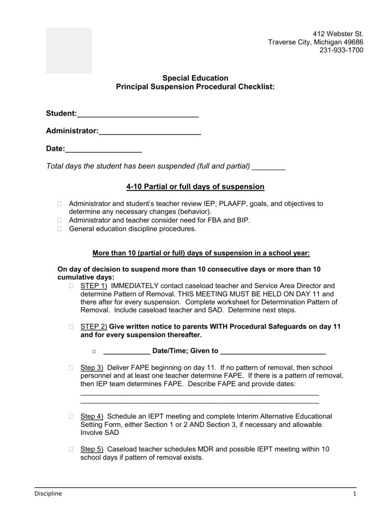 Suspension checklist 25-25-25 With Regard To In School Suspension Worksheet